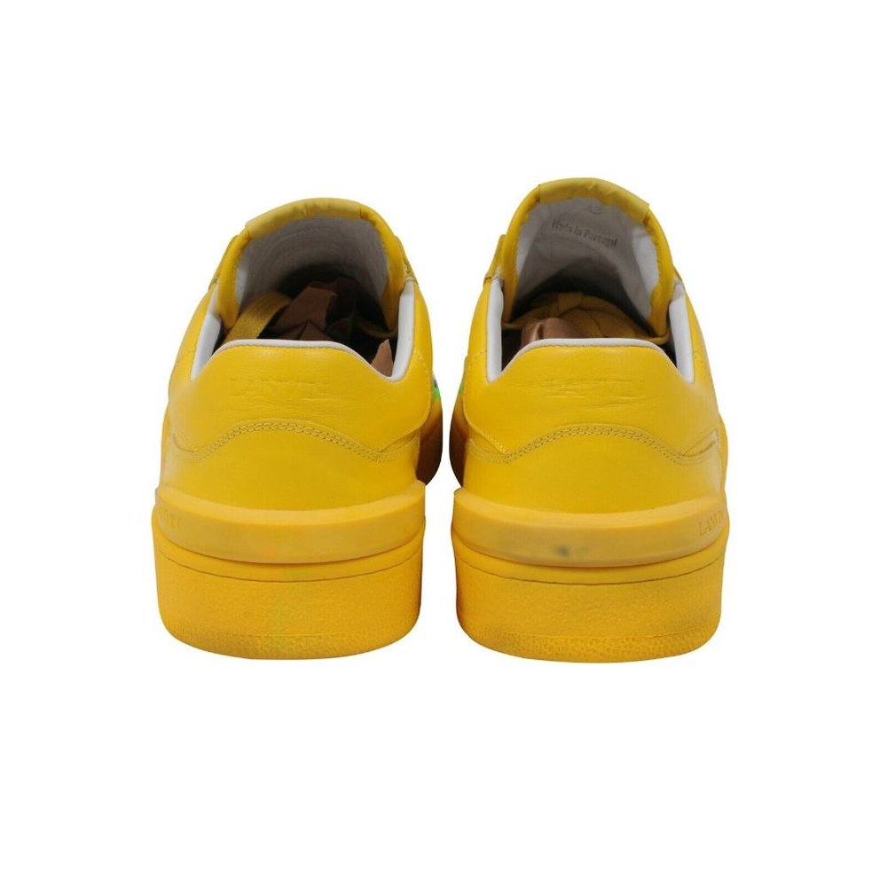 Lanvin Gallery Dept Mens Clay Sneaker US10 43 Yellow Leather Multicolor Painted - Picture 6 of 8